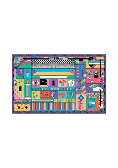 Nazzain Mykonos Mosaic Desenli Bağlamalı Yırtmaçlı Pareo Plaj Eteği Bikini Üstü Plaj Giyim Yazlık Beachwear 150x95 Cm Çok Renkli