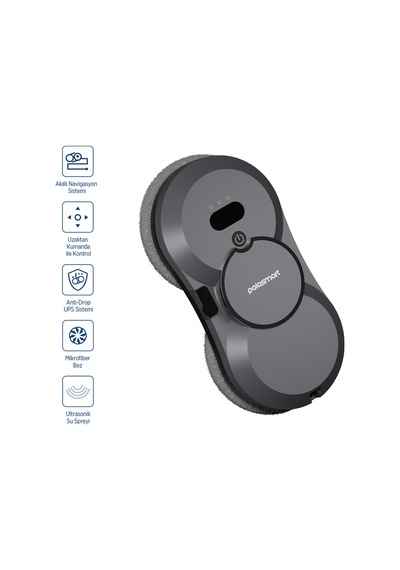Polosmart PSH22 Cam Temizleme Robotu Ultrasonik Su Spreyli Akıllı Navigasyonlu Uzaktan Kumandalı Gri