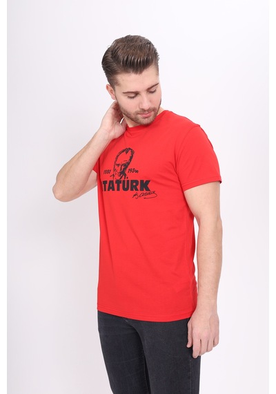 Toontoy Unisex Atatürk Baskılı Tişört Kırmızı