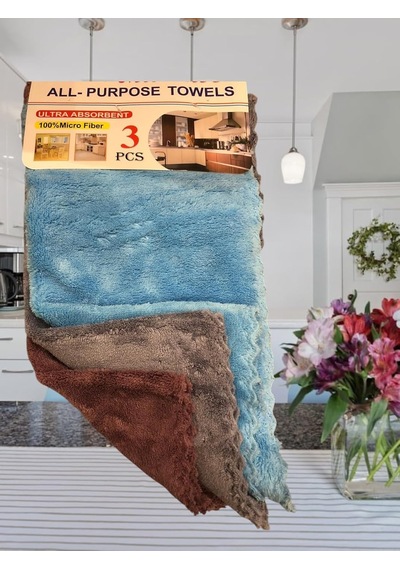 Çok Amaçlı 3'lü Temizlik Bezi Mikrofiber Havlu Yumuşak Dokulu 30x30 Cm Çok Renkli