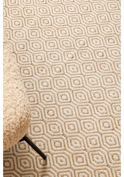 Ocean Home Textile Ekru Renk Karo Desenli Jüt Halı Kilim 120 X 180 Cm