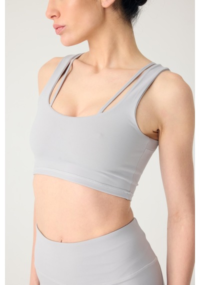 Normal People Nyra - Spor Bra / Şeftali Dokulu Peach Skin Kumaş Gri