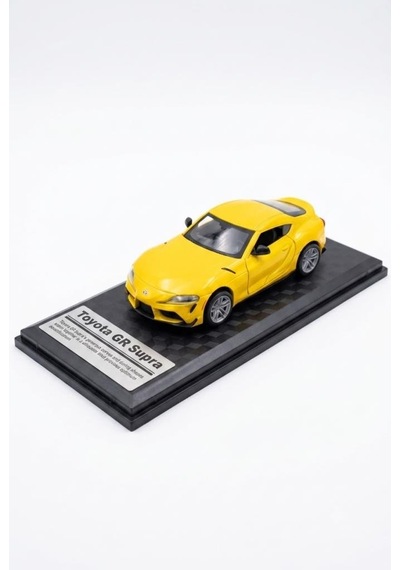 TıfılToys Hobbiez Lisanslı Toyota Gr Supra Kapıları Açılabilir Model Diecast 1/32 Ölçek Metal Standlı Araç Sarı