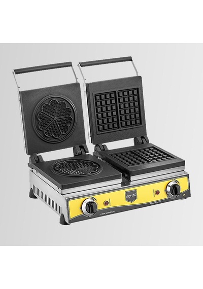Remta W20 Sanayi Tipi Döküm Çiftli Kare + Çiçek Model 16 Çap Waffle Makinası Elektrikli
