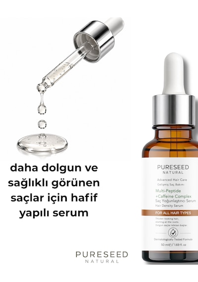 Pureseed Natural Saç Yoğunlaştırıcı Multi Peptit Kafein Kompleks Serum - 50ml