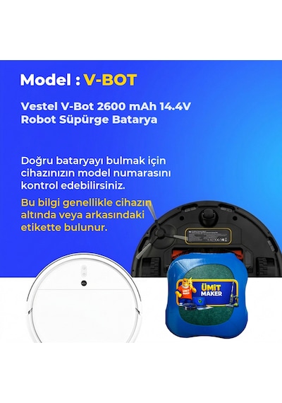 Vestel V-bot 2600 Mah 14.4v Robot Süpürge Batarya