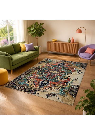 Kartela Halı Leno Halı Jüt Taban Dokuma Halı - 60 X 90 Cm Çok Renkli