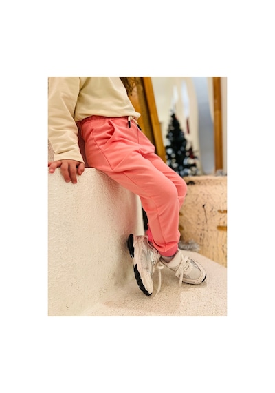 Heyadventure Kız Çocuk Jogger Eşofman Altı Cepli Paçası Kaşkorseli Pembe Pembe