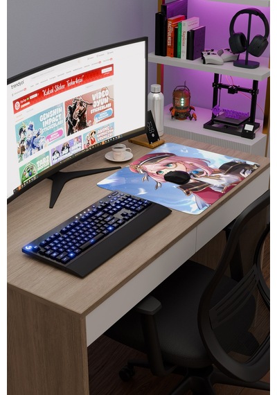 Charlotte Genshin Impact Anime Gacha V4 - 48x40 Xl Gaming Mouse Pad Fare Altlığı
