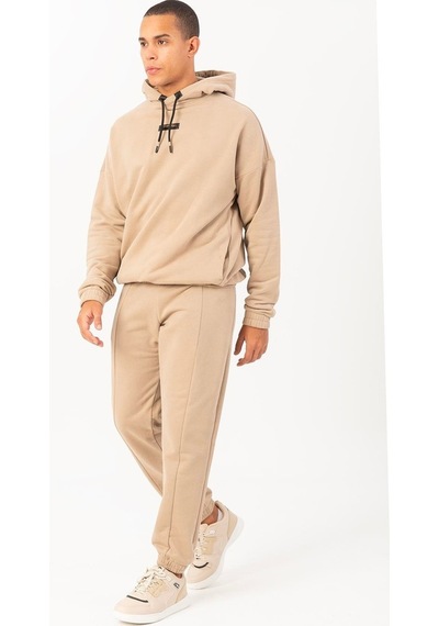 Maraton Sportswear Oversize Erkek Lastik Paça Basic Açık Vizon Eşofman Altı 22384-açık Vizon Açık Vizon