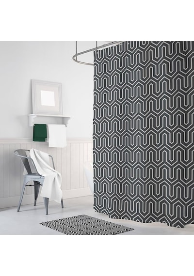 Tropik Banyo Duş Perdesi Çift Kanat 2 x 110 x 200 CM Siyah