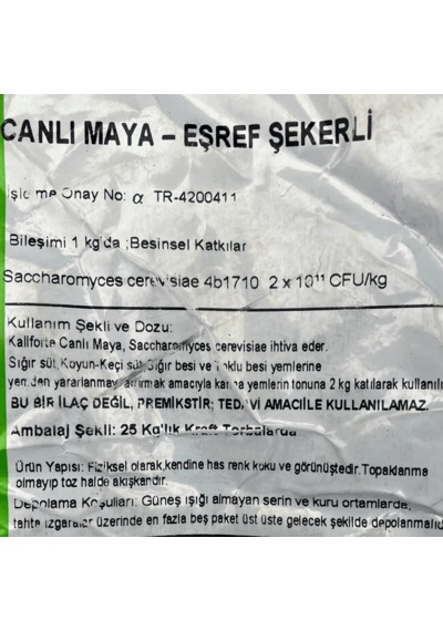 Canlı Maya Tamamlayıcı Yem Katkısı 25 Kg