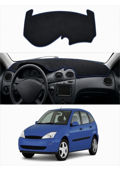Ford - Focus 1 1998-2004 Uyumlu Torpido Koruma Kılıfı - Mavi Şeritli