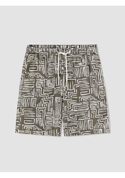 Lcw Swımwear Kahverengi Desenli Erkek Deniz Şortu