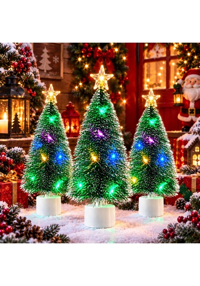 3 Adet Mini Renkli Led Işıklı Yılbaşı Çam Ağacı Işıklı Noel Ağacı Işıklı Kirpi Yılbaşı Ağacı 18 Cm 18.5 CM
