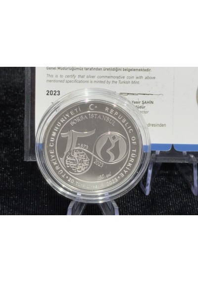 2023 Borsa İstanbul Un 150. Yılı 20 Türk Lirası 925 Ayar Gümüş Proof Sertifikalı