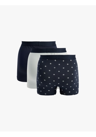 Koton Pamuklu Desenli 3'lü Boxer Seti Mavi Desenli 6slm90017mk
