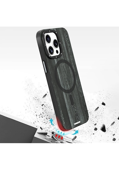 Youngkit Apple Uyumlu iPhone 15 Pro Max Kılıf Magsafe Şarj Özellikli Youngkit Ahşap Desenli Wood Forest Serisi