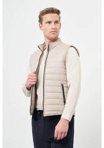 İmza Taş Rengi Kapitone Dik Yaka Düz Garnisiz-biyesiz Slim Fit Yelek 1009245151 Taş Rengi
