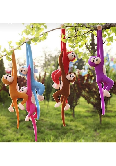 Oyuncak Peluş Maymun 3'lü Renkli Set Elleri Yapışabilen Sarılan Cırtlı Uyku Ve Oyun Arkadaşı Hediyelik Monkeysole 70 Cm Çok Renkli