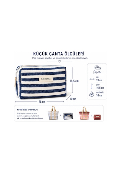 En Çok Tercih Edilen %100 Pamuk El Ve Makyaj Çantası, 28x16,5x10 Cm, Seyahat Ve Kozmetik Çantası Ve Plaj Çantası İçi Düzenleyici