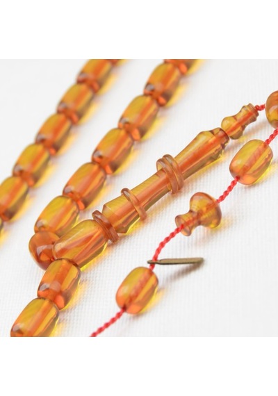 Kapsül Kesim 11x7 Mm İmzalı Seri Ateş Kehribar Sistem Püsküllü Tesbih Turuncu