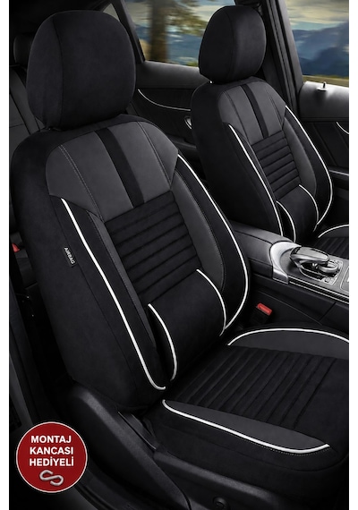 Citroën Nemo A9 Phantom Siyah Beyaz Tüyü Ticari 2+1 Oto Koltuk Kılıfı Tam Set -ortopedik-kolay Montaj-terletmez 2008 - 2017