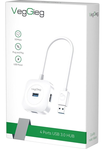 VegGieg 4 Port Usb 3.0 Çoklayıcı Hub Beyaz