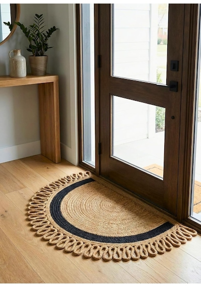 Tr Lunaloop Yarım Ay Jüt Paspas El Yapımı Doğal Karşılama Paspası Jüt Kapı Önü Paspası Banyo Ve Balkon Kili Genel