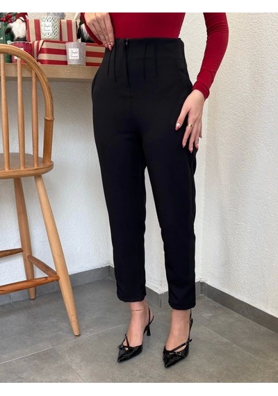 Defymoda Kadın Üste Oturan Paçası Bilek Üzerinde Biten Atlas Kumaş Pantolon 36 S - 48 4xl Siyah Defymoda Kadın Üste Oturan Paçası Bilek Üzerinde Biten Atlas Kumaş Pantolon 36 S - 48 4xl Siyah