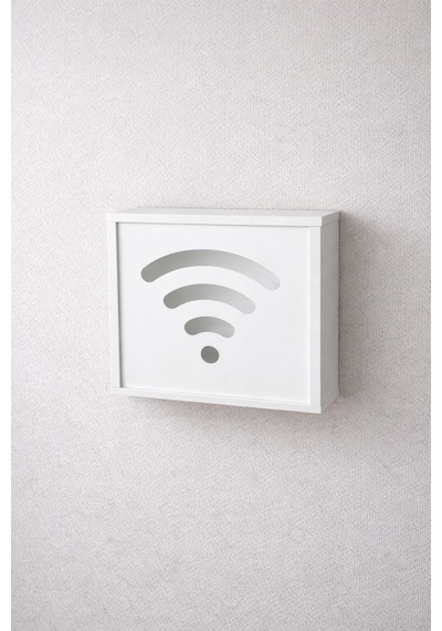 Teknor Ahşap Modem Saklama Kutusu Dekoratif Wifi Desenli Saklama Kutusu Demonte 35 X 40 Cm Sürgülü