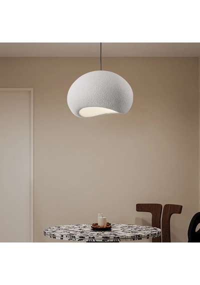 Tretan Tekli Beyaz Beton Modern Sarkıt Oturma Odası Salon Sarkıt Avize Beyaz