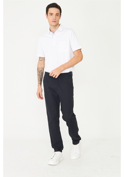 Lacivert Dokulu Modern Klasik Pantolon Laci