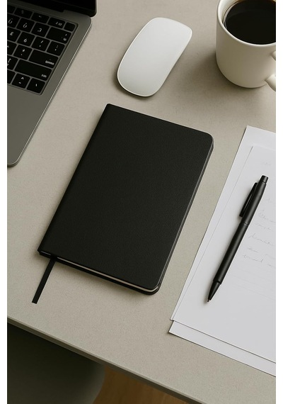 Defter, Çizgisiz Not Defteri, Siyah Termo Deri Kapaklı Çizgisiz Not Defter, 128 Yaprak A5 Planlama Not Defteri, Ofis Çok Renkli