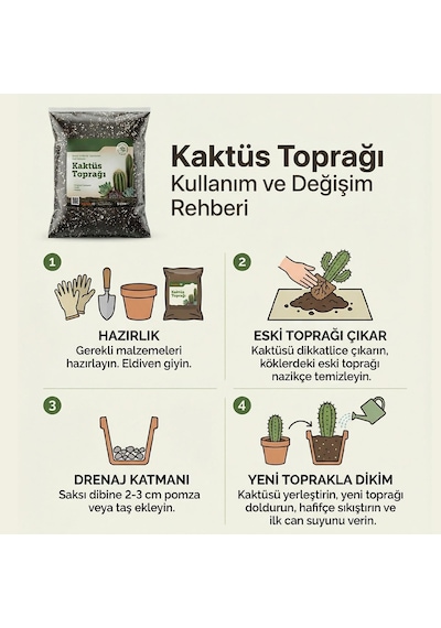 Tr Bitki Bakım Seti 1 Adet 5 Litre Kaktüs Toprağı + 1 Adet 5 Litre Bitki Toprağı Toprak 0,250