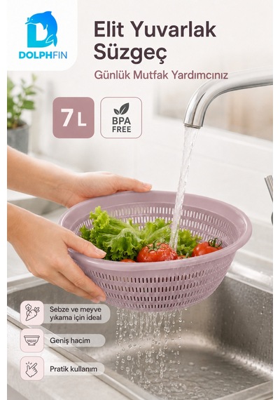 Elit Yuvarlak Süzgeç 7 L Bpa Free Pembe