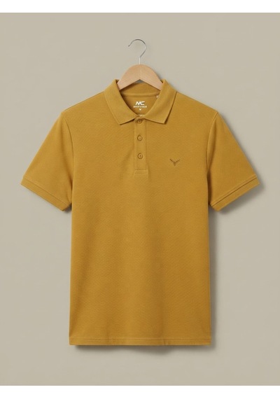 Maccali Erkek Hardal Pike Kısa Kollu Polo Yaka Tişört