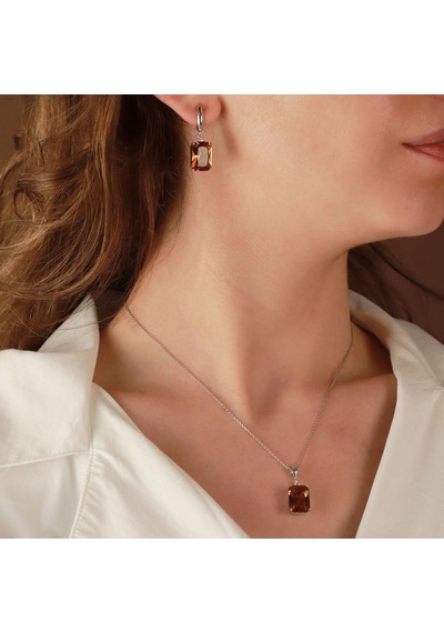Zultanit Taşlı Emerald Kesim Gümüş Set Gümüş