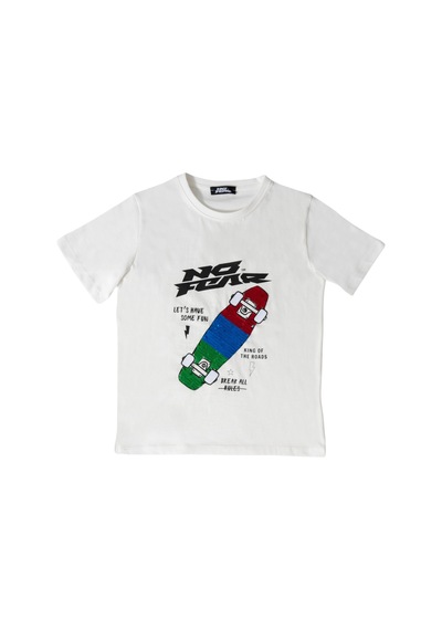 Erkek Çocuk Baskılı T-shirt BEYAZ