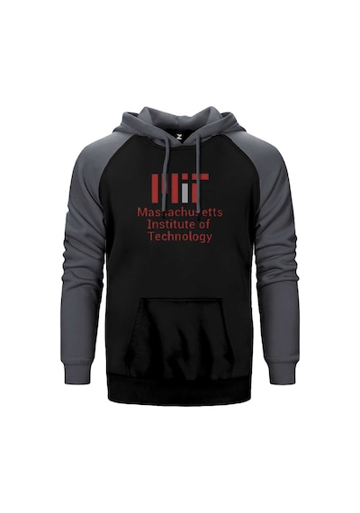 Massachusetts Institute Of Technology Logo Gri Renk Reglan Kol Kapşonlu Sweatshirt Gri