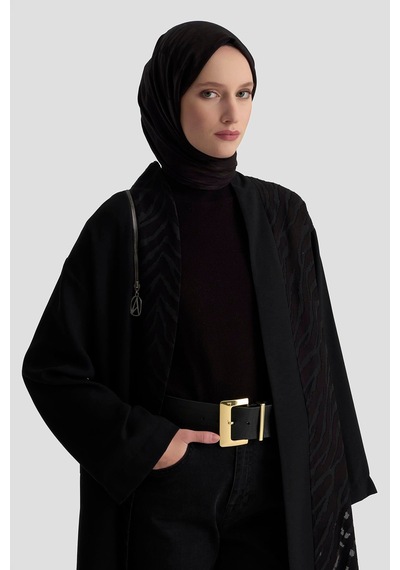 Armine Trend Zebra Desenli Salaş Kesim Cepli Hırka 25kt522 Siyah