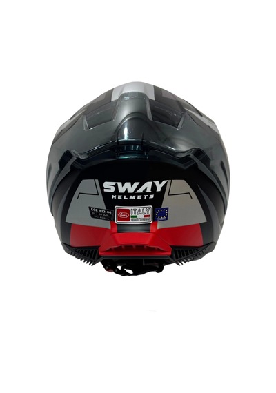 Sway Sw 865 Titan Black White Red Güneş Gözlüklü Kask Kırmızı - Mat Siyah