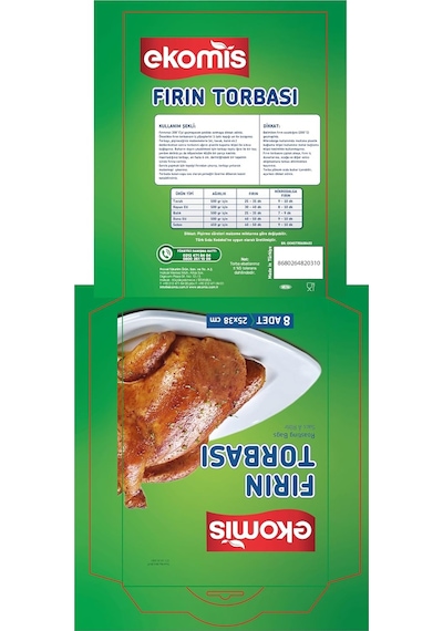 Fırın Torbası 8 Adet 25 X 38 Cm Mikrodalga Uyumlu Isıya Dayanıklı Tek Kullanımlık Pişirme Torbası Tavuk, Et, Balık Ve Sebzeler İçin Çok Renkli