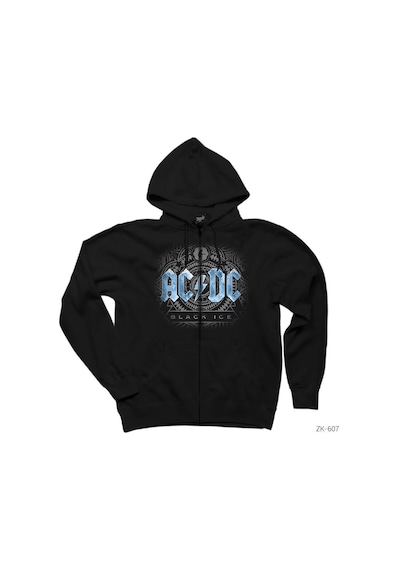 Ac Dc Black Ice Blue Siyah Fermuarlı Kapşonlu Sweatshirt