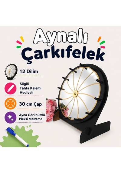 Aynalı Çarkıfelek Oyunu Ahşap Eğitim Materyali
