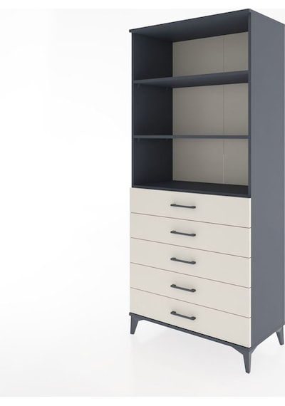 Hyperion Dolap 3 Raflı 5 Çekmeceli 88x44x195 Antrasit-aytaşı Antrasit