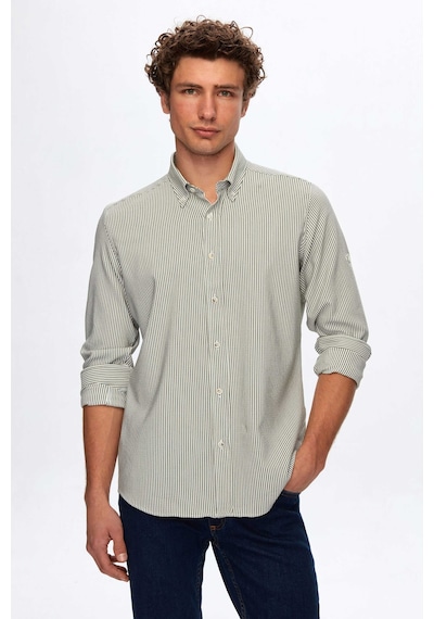 D'S Damat Ds Damat Regular Fit Haki Çizgi Desenli Pamuklu Gömlek 4hc02sn062650 Çok Renkli