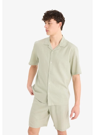 Defacto Relax Fit Polo Yaka Kısa Kollu Gömlek D9882ax25augn497 Yeşil