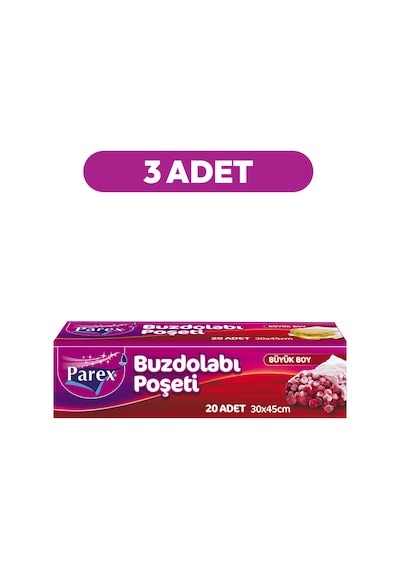 20'li Buzdolabı Poşeti Büyük Boy 30 X 45 Cm Üçlü Paket