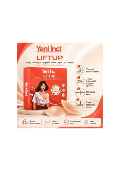 Yeni İnci Liftup Doğal Toparlayıcı Yapışkanlı Silikon Göğüs Ucu Kapatıcı Ten